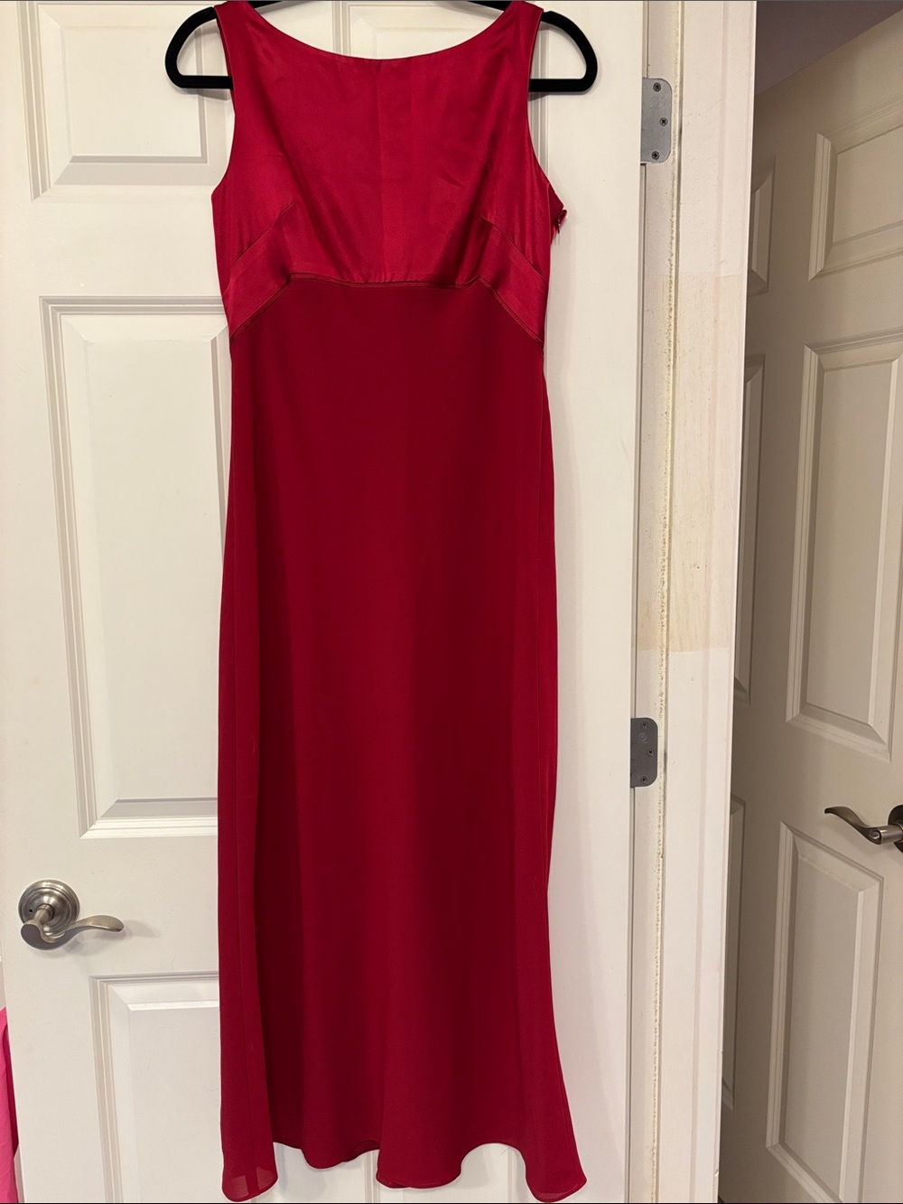 Vintage Y2K Ann Taylor Petites Formal Red Silk Bow Dress 8P